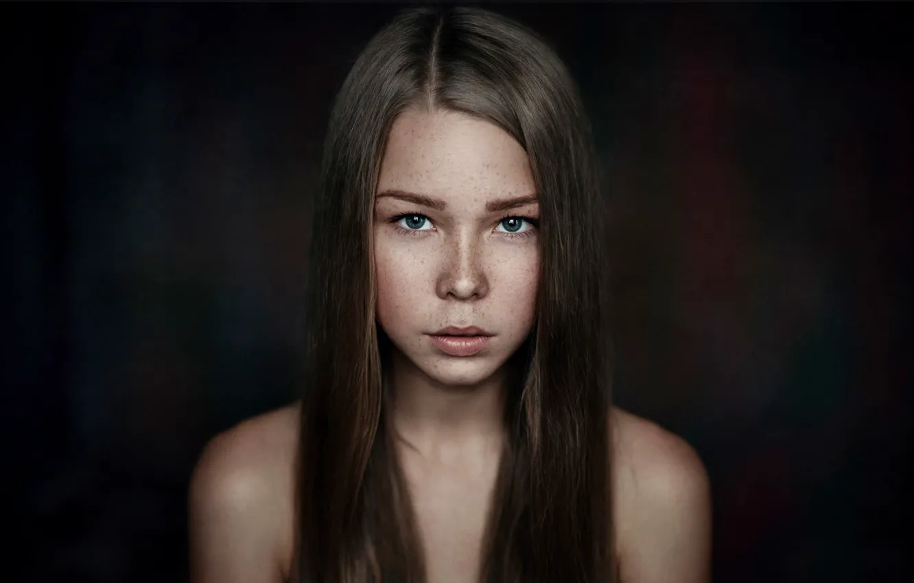 Фото обои портрет, девочка, веснушки, боке, Christina, Maxim Guselnikov