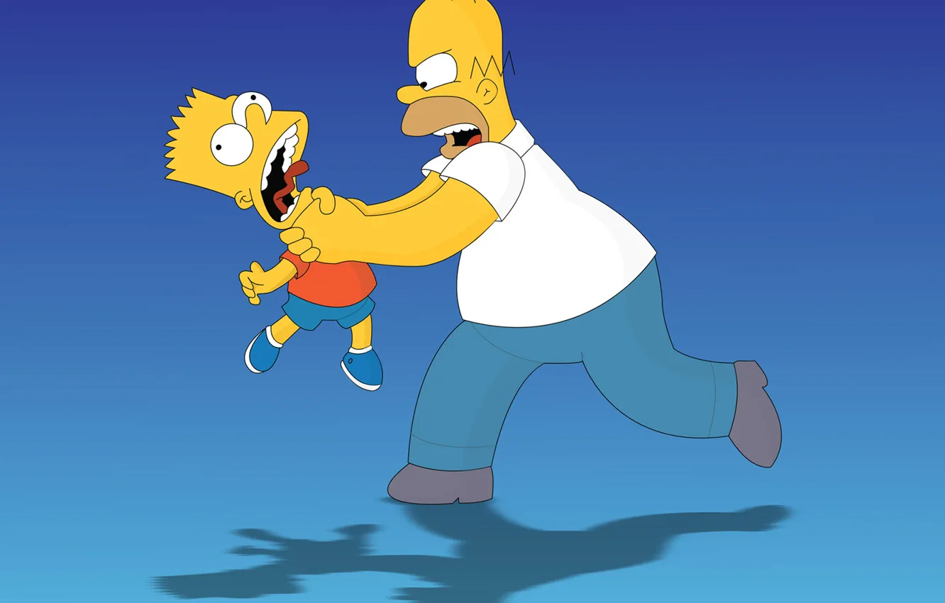 Фото обои синий, мультфильм, ситуация, симпсоны, гомер, the simpsons, bart