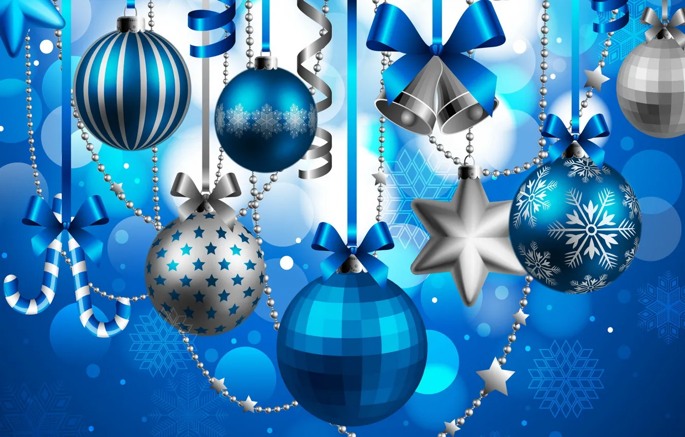 Фото обои шары, Новый Год, Рождество, Christmas, balls, blue, New Year, decoration