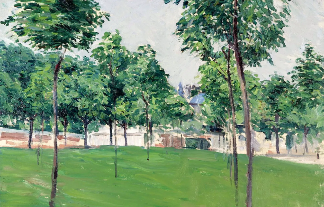 Фото обои пейзаж, картина, Прогулка в Аржантёе, Гюстав Кайботт, Gustave Caileibotte