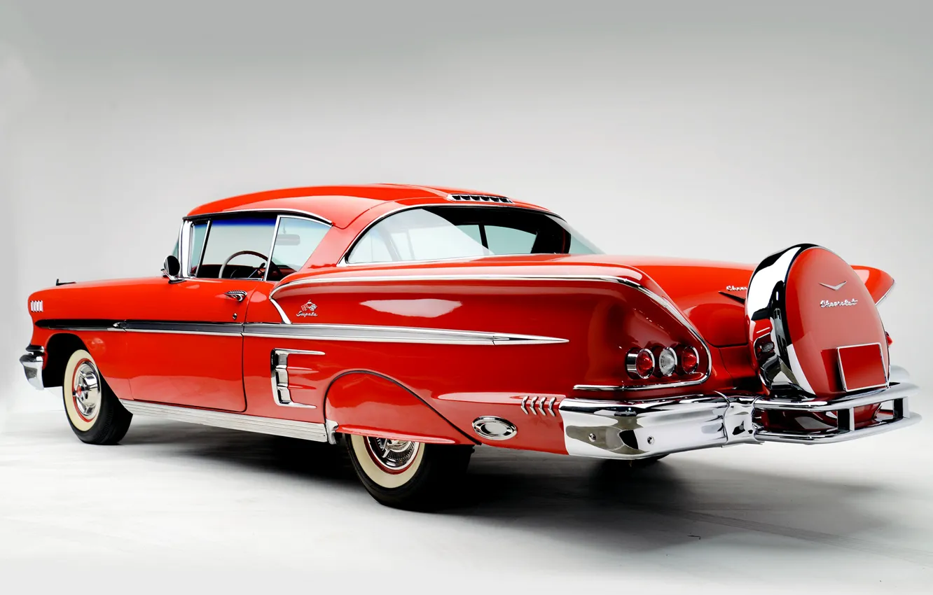 Фото обои Chevrolet, Classic, Bel Air, Impala, Хром, Classic car, 1958, Chevrolet Bel Air Impala