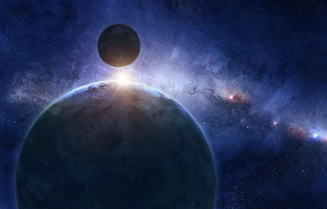 Фото обои blue, cosmos, planet, sci fi