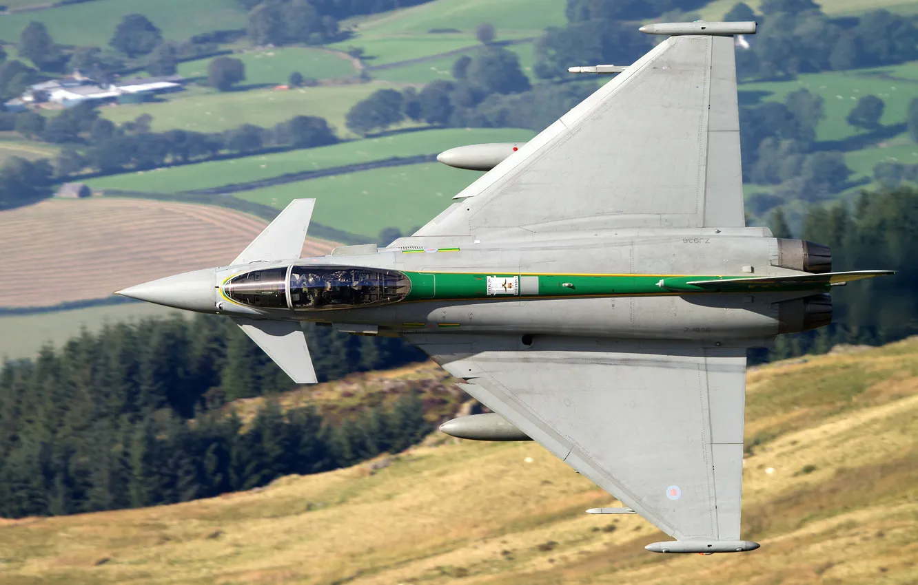Фото обои ландшафт, истребитель, полёт, многоцелевой, Eurofighter Typhoon