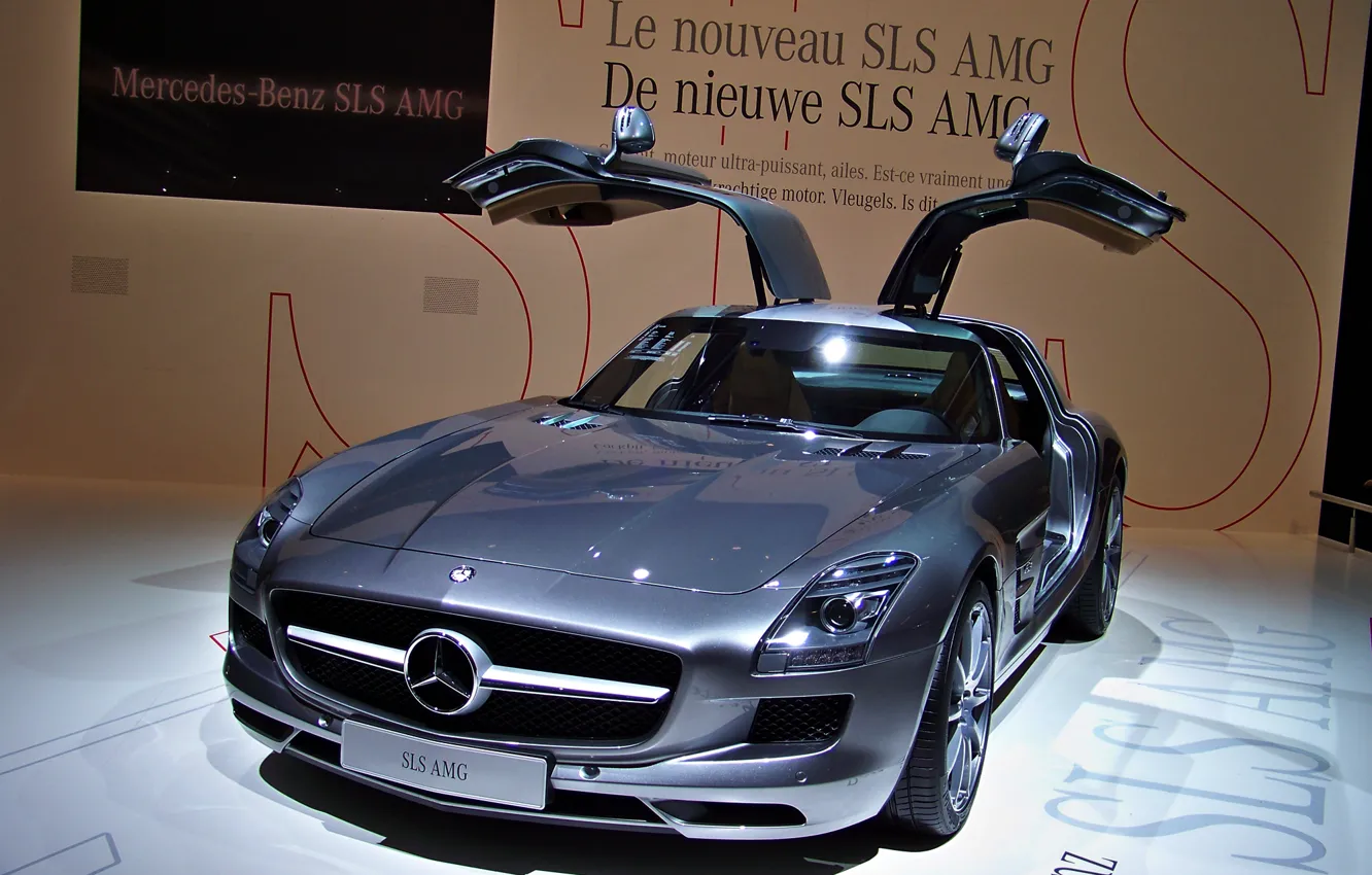 Фото обои суперкар, кузов, Mercedes-Benz SLS AMG, двери «крыло чайки», суперавтомобиль