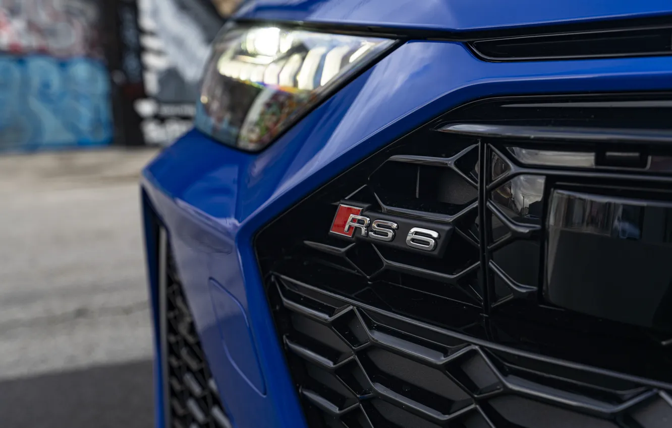 Фото обои Audi, Blue, Lights, Face, Avant, RS6