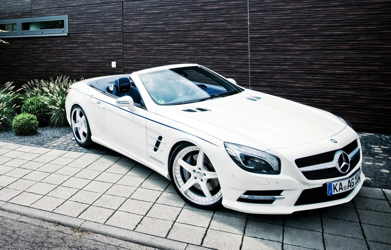Фото обои car, Roadster, Mercedes-Benz, white, AMG, wallpapers, SL 63