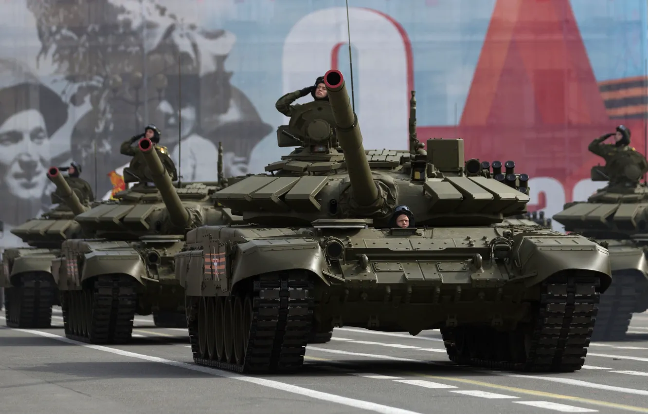 Фото обои танк, боевой, красная площадь, бронетехника, Т-72
