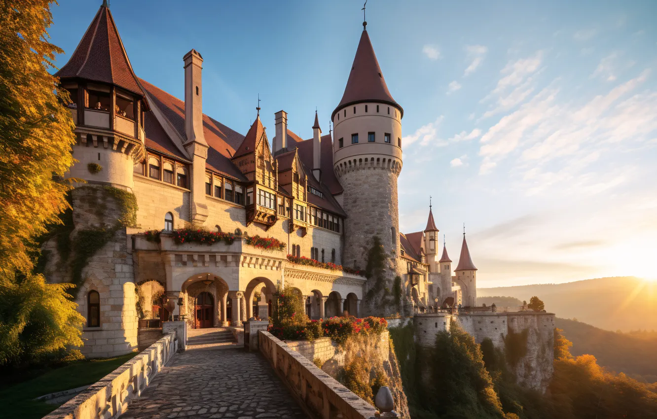 Фото обои замок, landscape, view, castle, ancient