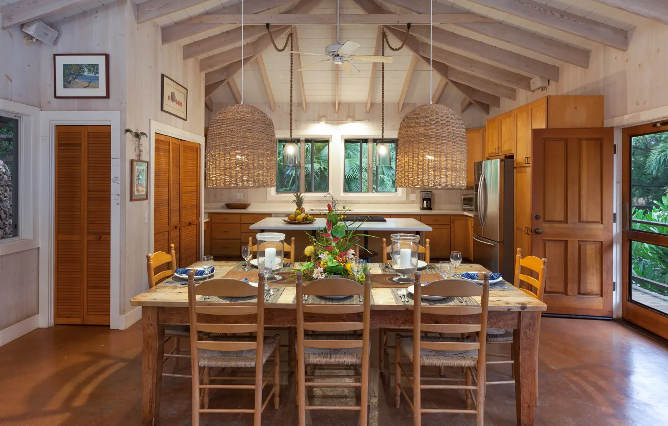 Фото обои интерьер, кухня, столовая, Lalamilo Beach House