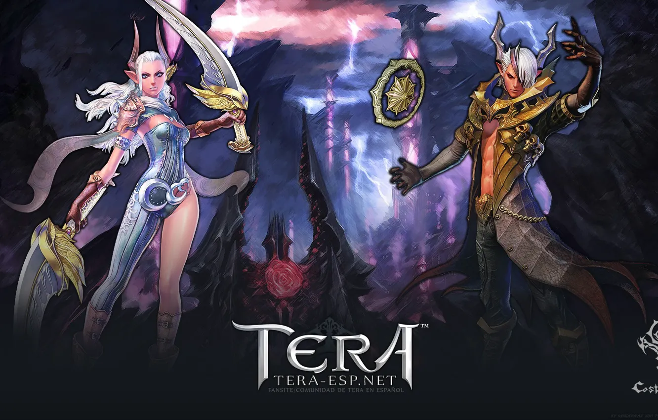 Фото обои девушка, демон, парень, tera