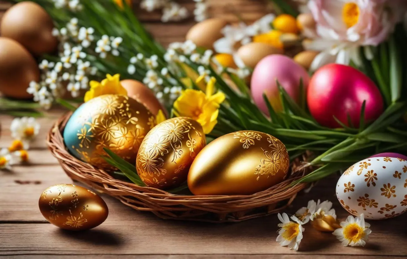 Фото обои цветы, яйца, весна, colorful, Пасха, happy, flowers, spring
