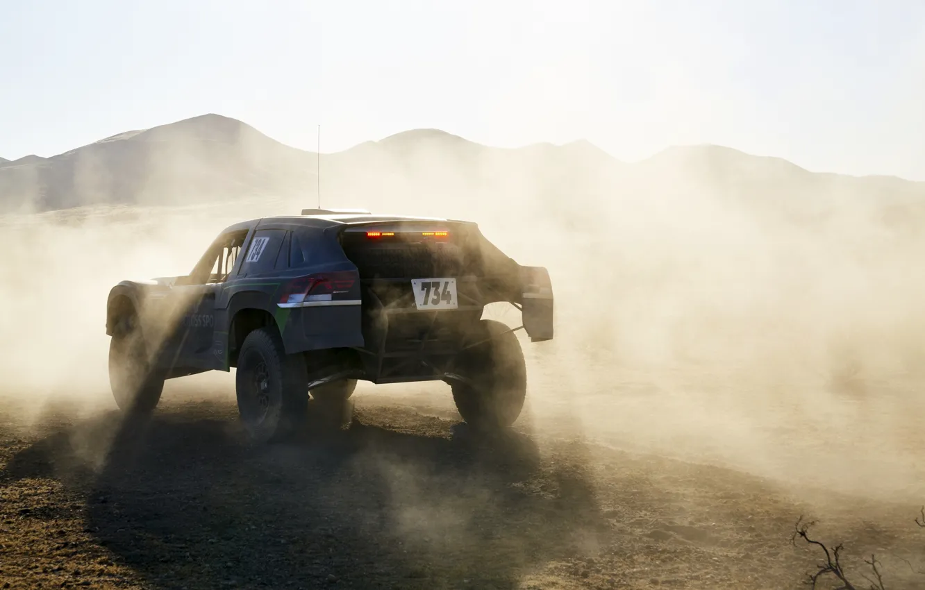Фото обои пыль, Volkswagen, задом, 4x4, 2019, Atlas Cross Sport R Concept