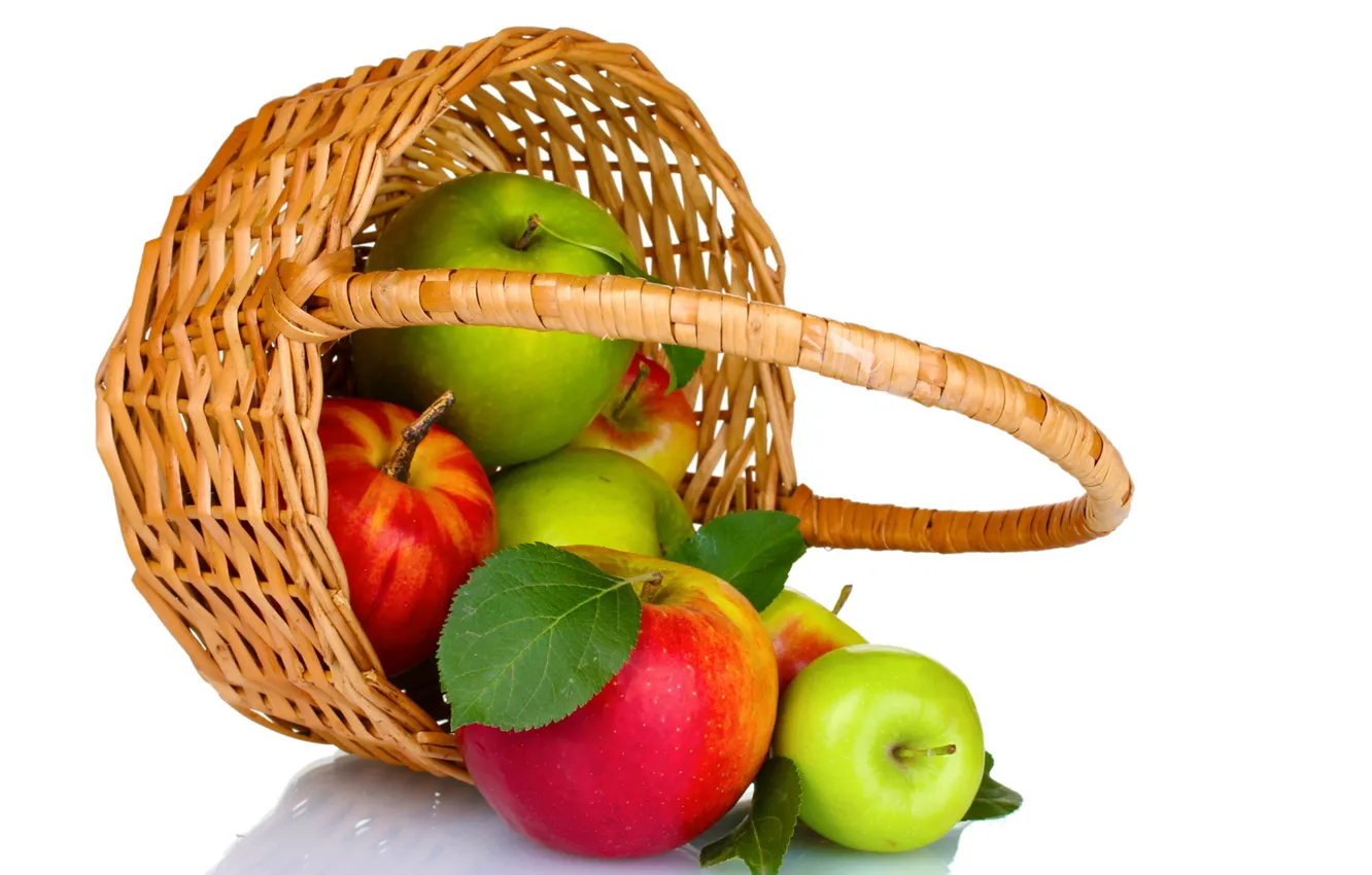 Фото обои яблоки, урожай, фрукты, корзинка