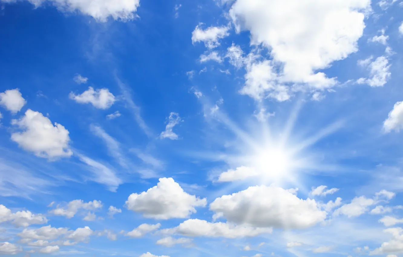 Фото обои облака, Природа, солнышко, ясная погода