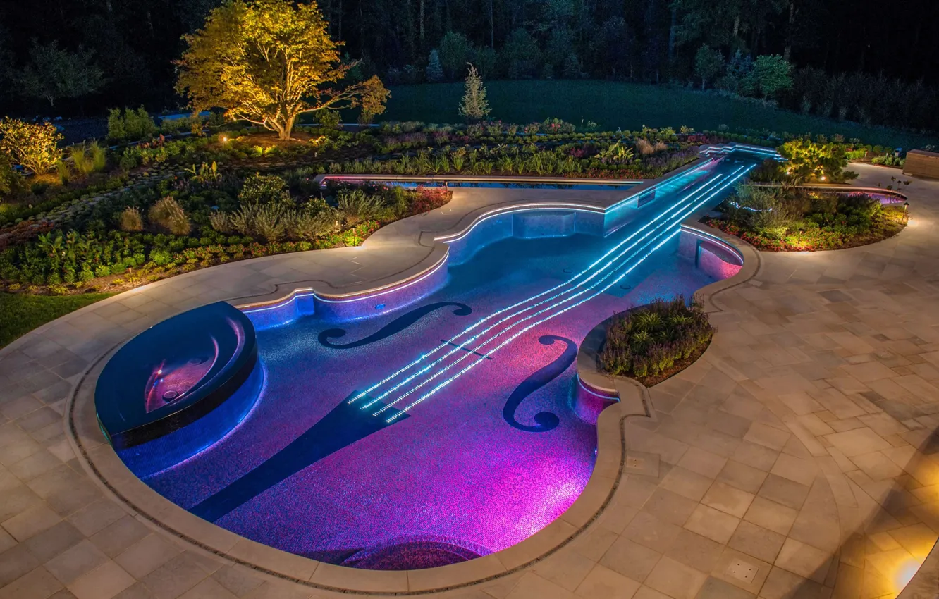 Фото обои дизайн, скрипка, бассейн, pool, desigen, джакузи.
