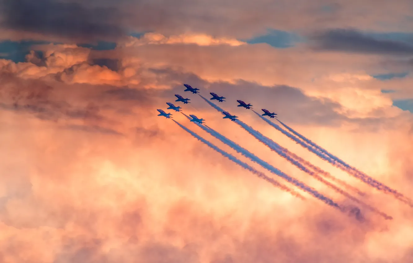 Фото обои red sky, red arrows, Sunderland air show