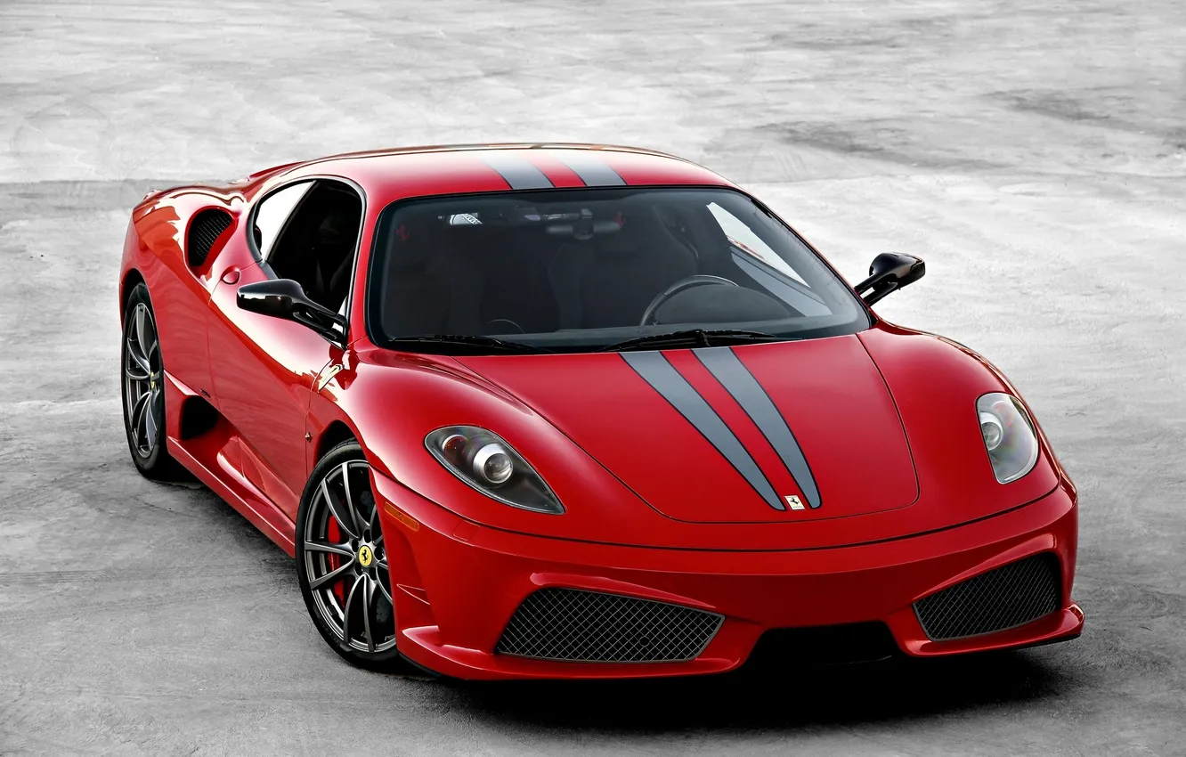 Фото обои красный, тень, red, ferrari, феррари, вид спереди, f430 scuderia, ф430 скудерия