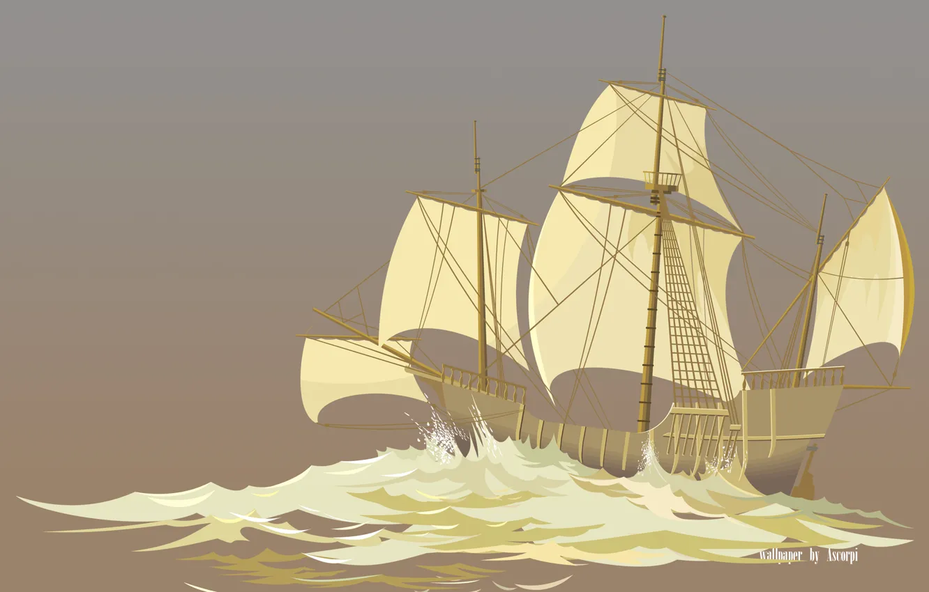 Фото обои море, океан, корабль, парусник, буря, ship