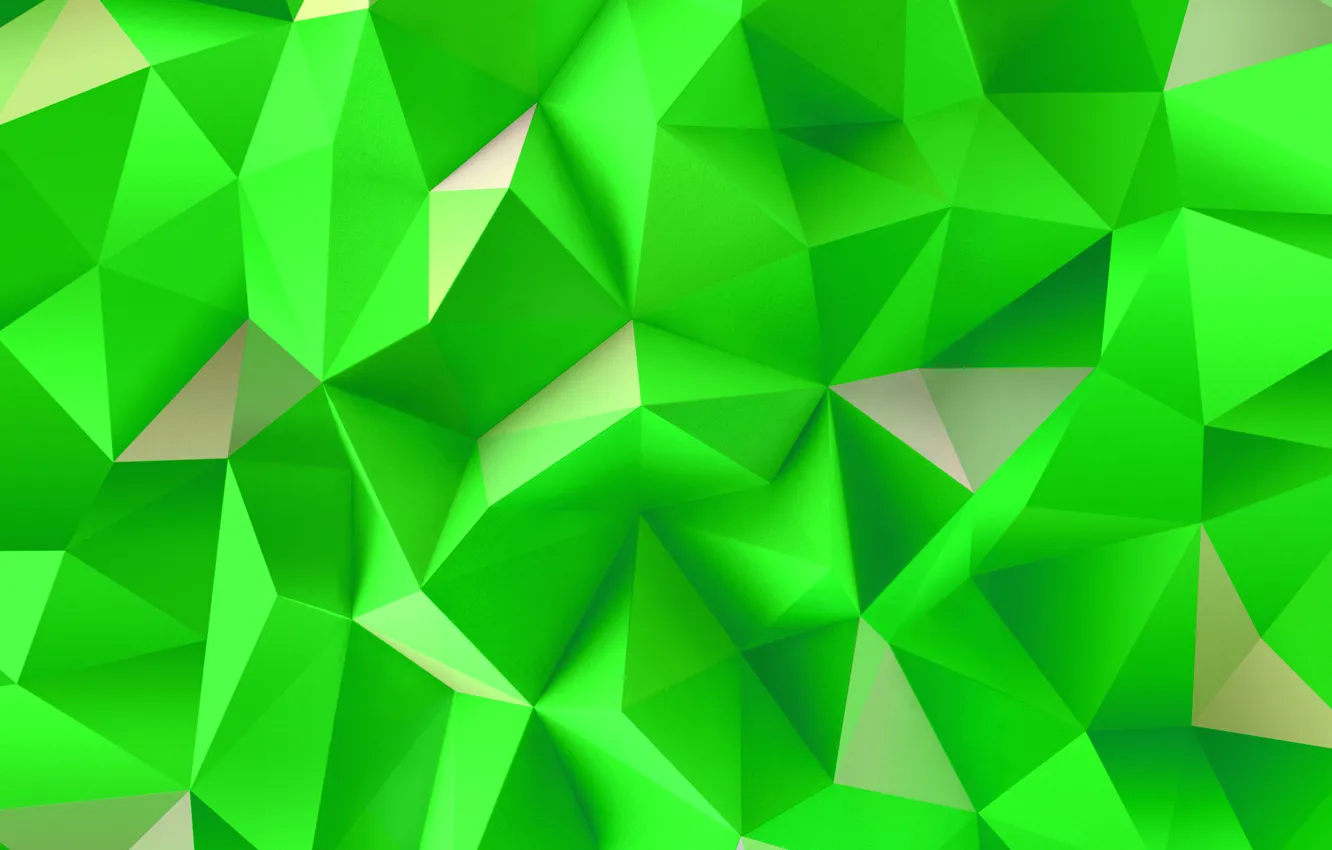 Фото обои Green, Wallpaper, Abstraction, Triangles