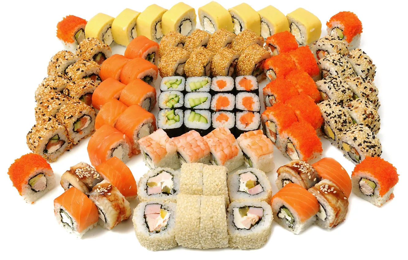 Фото обои рыба, икра, суши, роллы, морепродукты