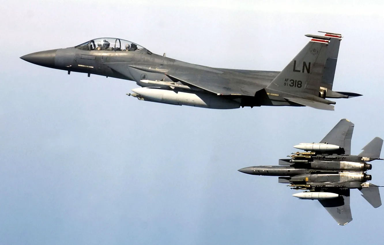 Фото обои истребитель, Eagle, F-15E, ударный, Strike