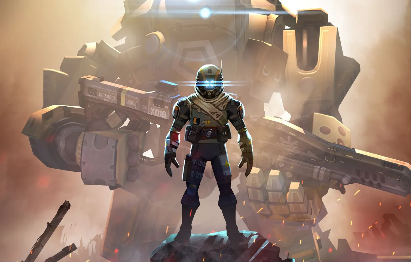 Фото обои обломки, робот, Titanfall Assault