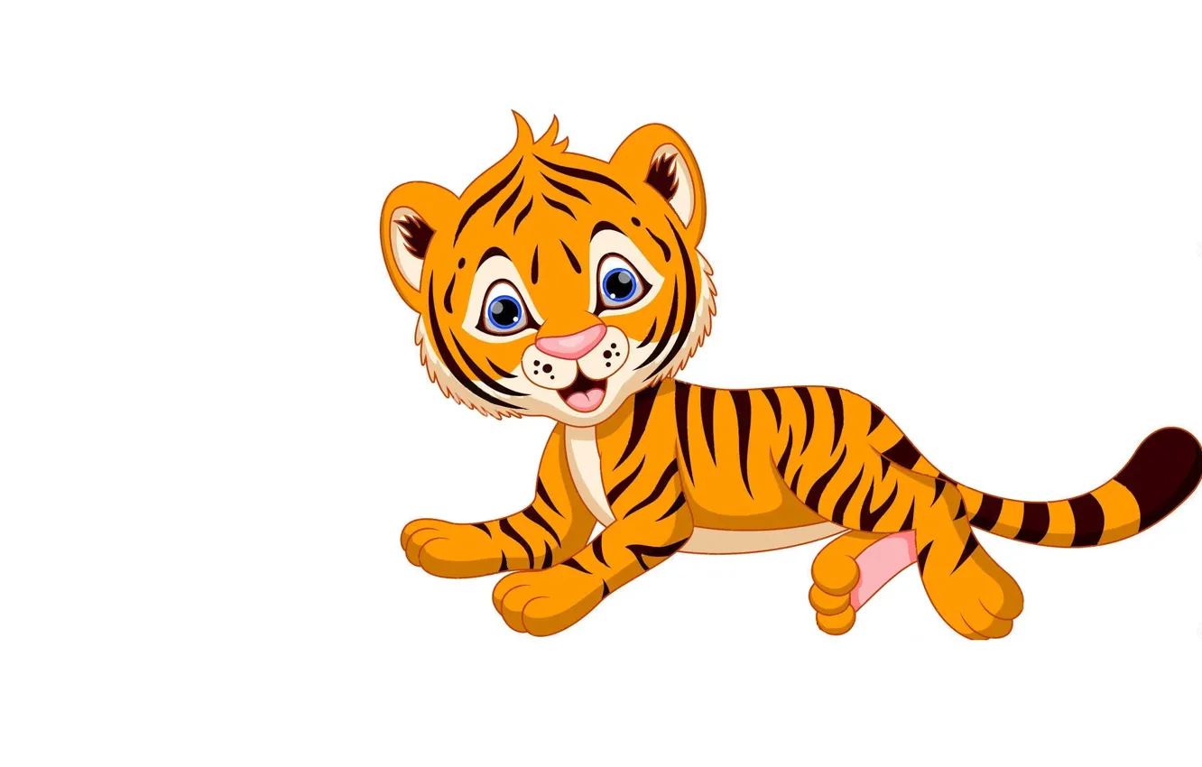 Фото обои тигр, фон, малыш, арт, детская, тигруша
