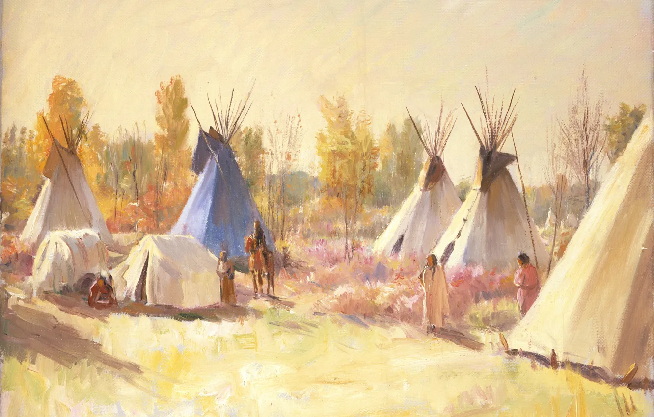 Фото обои Joseph Henry Sharp, таос, The Blue Tepee