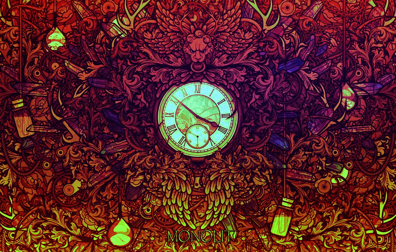 Фото обои время, магия, часы, графити, magic, graffiti, монолит, time