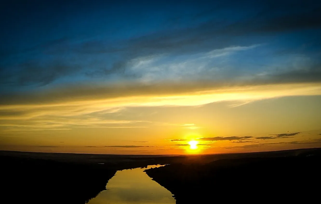 Фото обои закат, река, Ока, Калуга, Kaluga