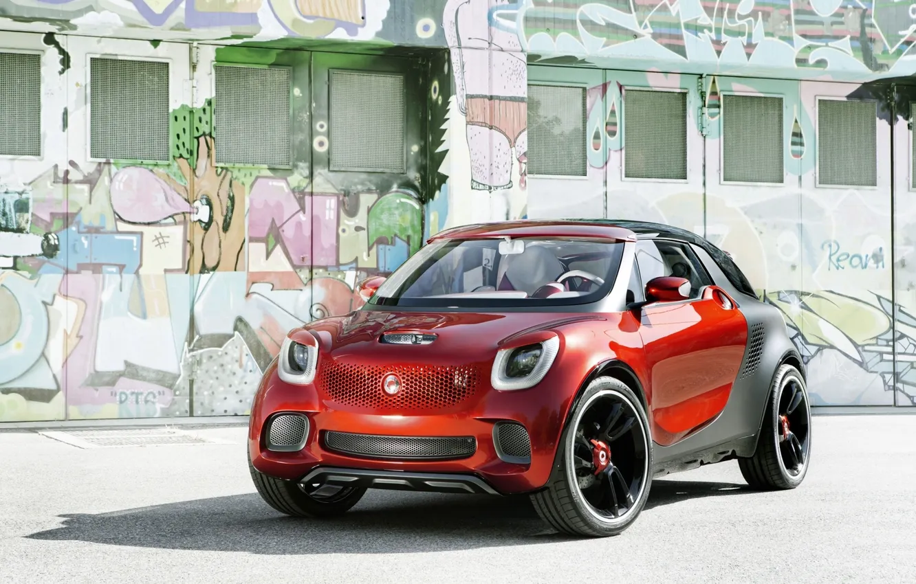 Фото обои Concept, красный, концепт, передок, Smart, смарт, Форстарс, графити.фон