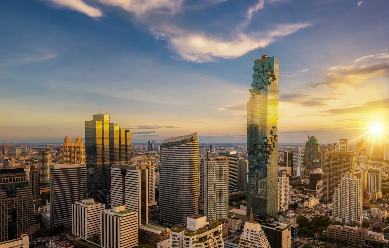 Фото обои город, здания, красота, Таиланд, Бангкок, Thailand, небоскрёб, Bangkok