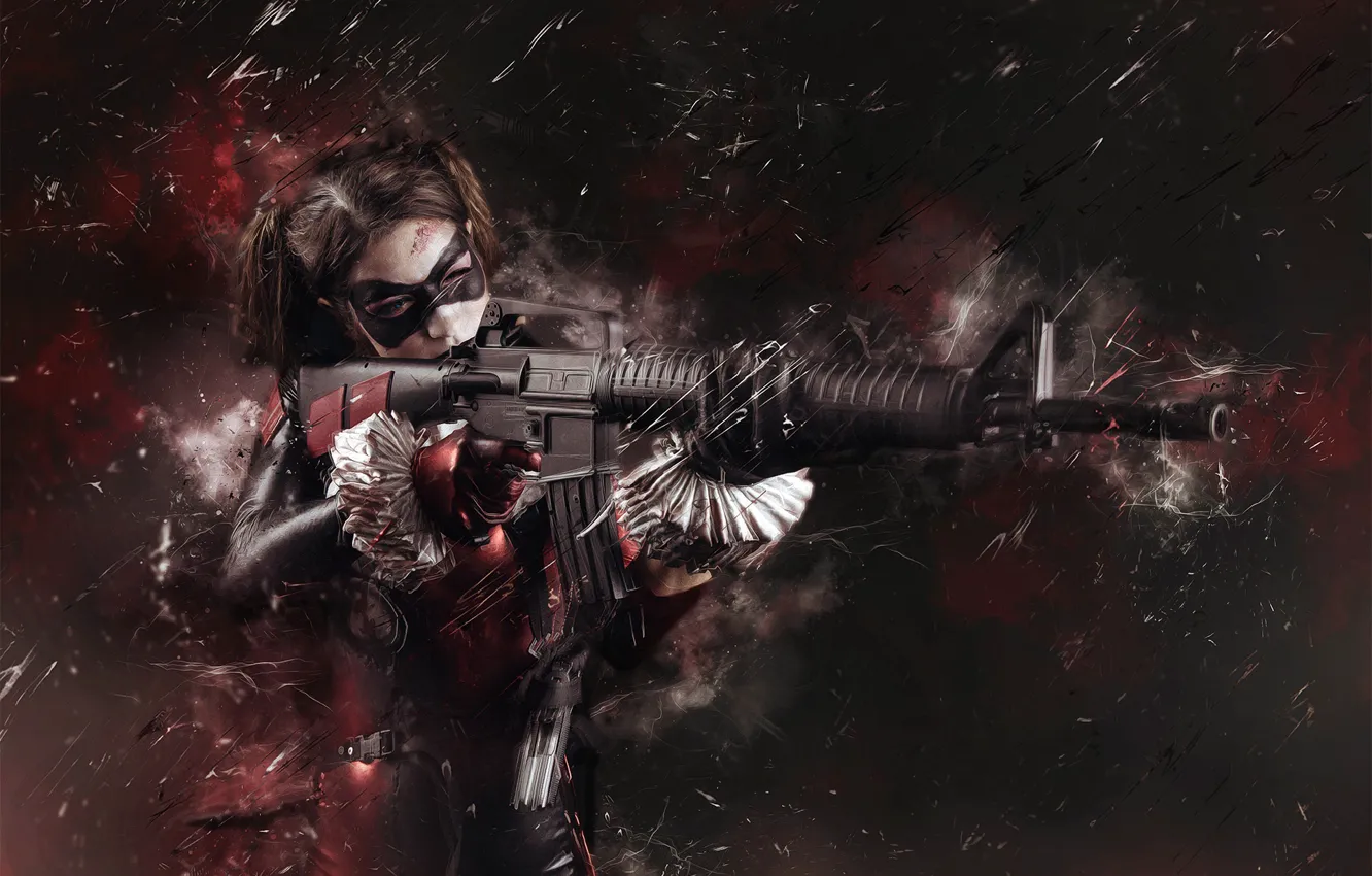 Фото обои девушка, оружие, Harley Quinn