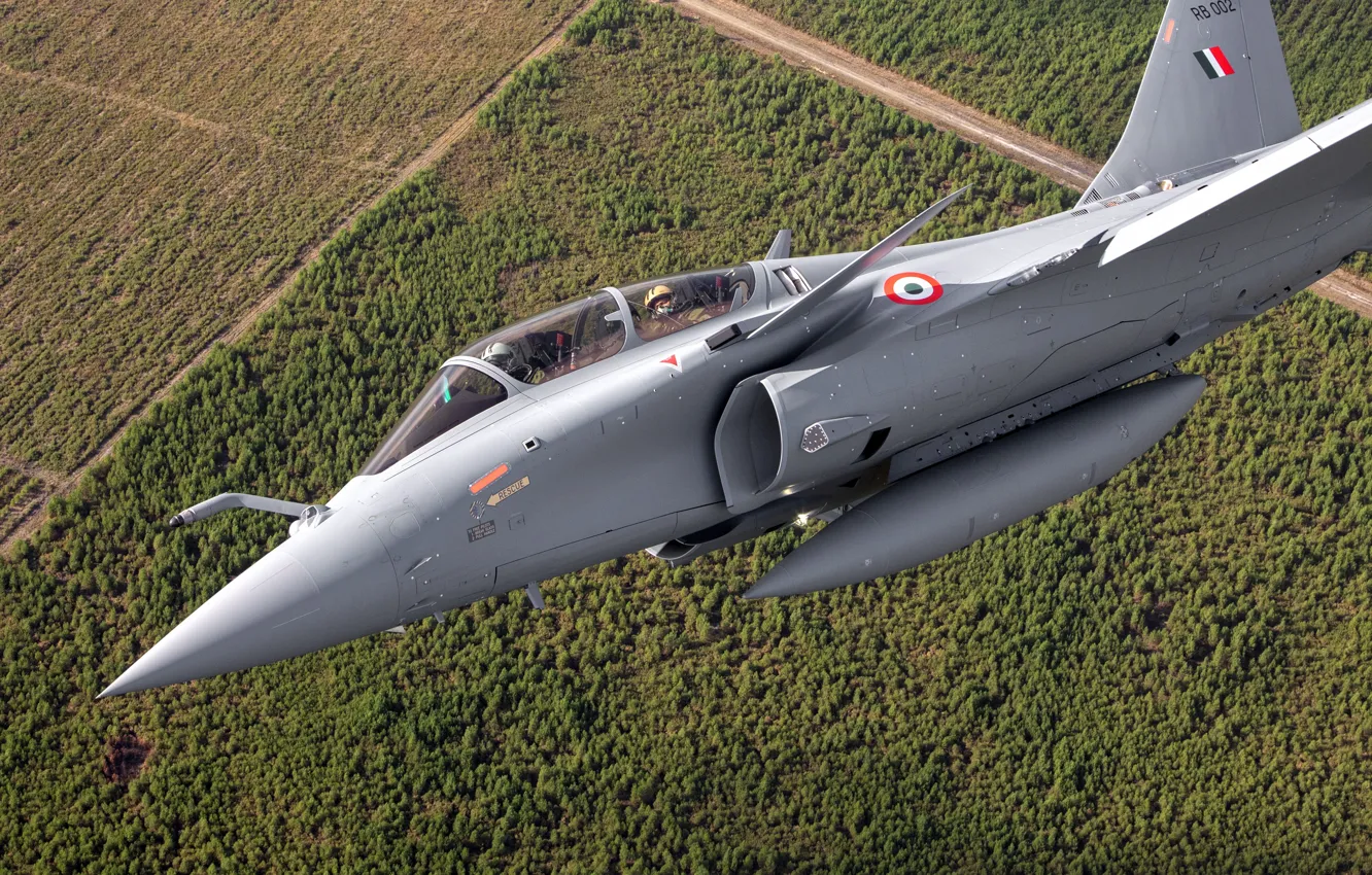 Фото обои Истребитель, Пилот, Dassault Rafale, ВВС Индии, Кокпит, ПТБ, Rafale DH