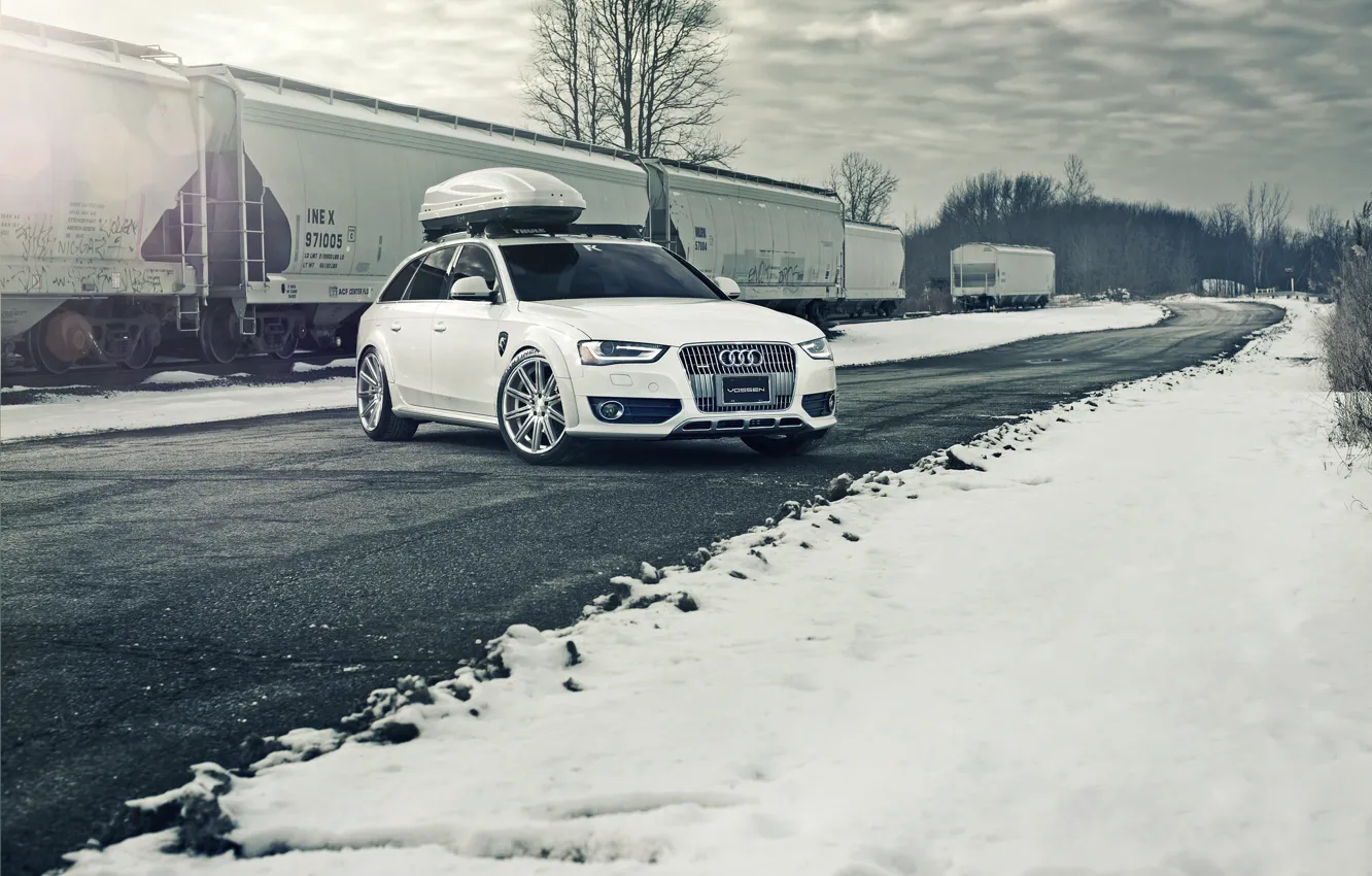 Фото обои Audi, white, Allroad, frontside