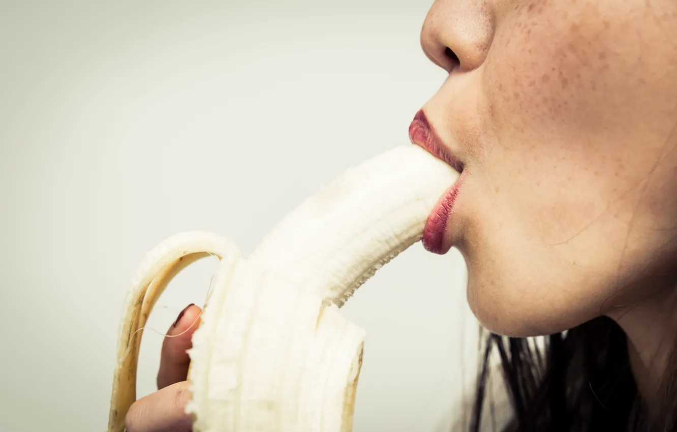 Фото обои fruit, lips, banana