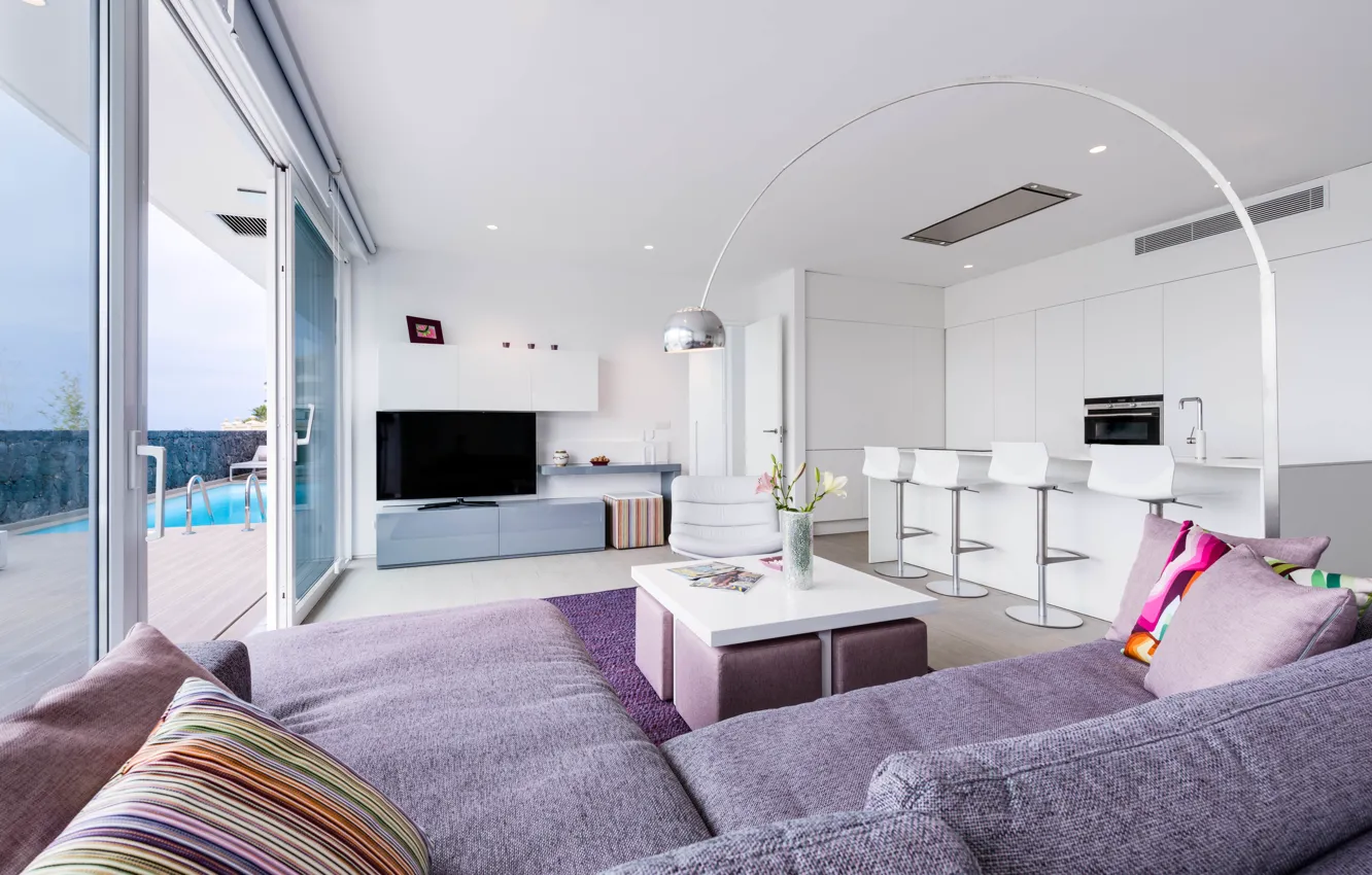 Фото обои дизайн, стиль, интерьер, бассейн, жилое пространство