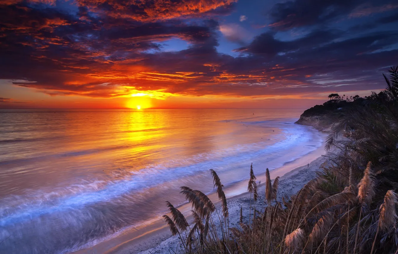 Фото обои sea, nature, sunset, shore