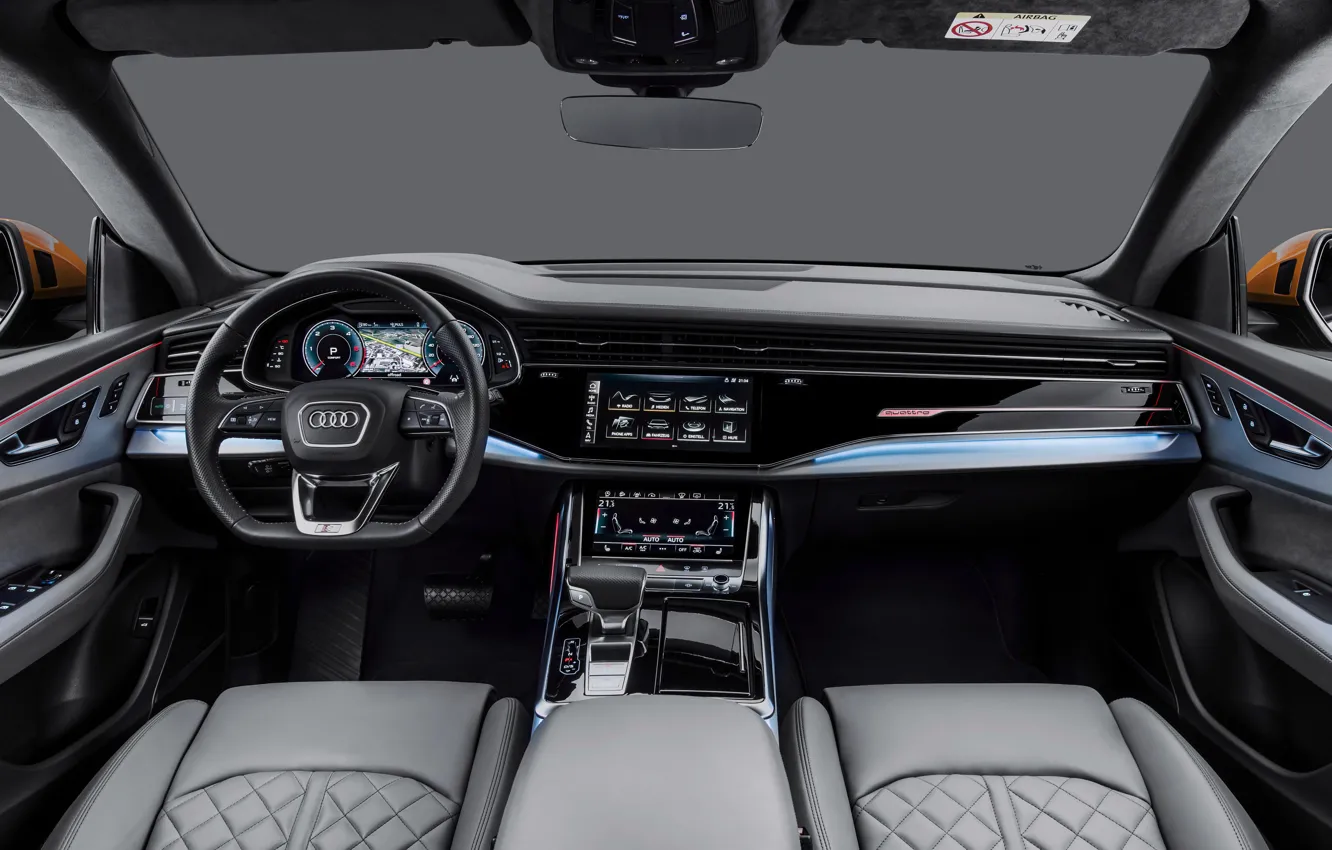 Фото обои салон, Quattro, 2018, кроссовер, S-Line, 50 TDI, Audi Q8