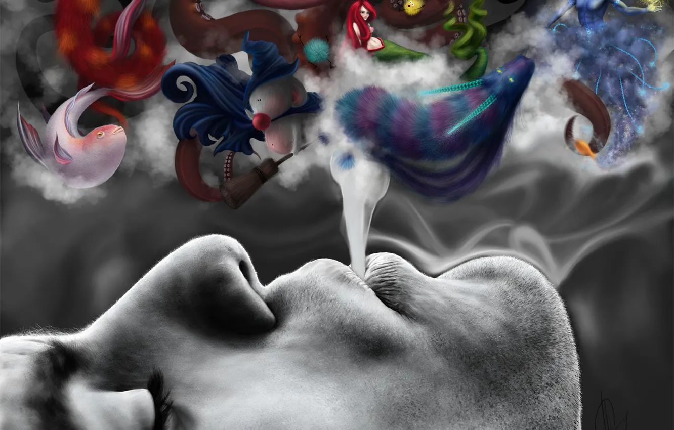 Фото обои дым, существа, Imagine smoke, сказочные, воображение