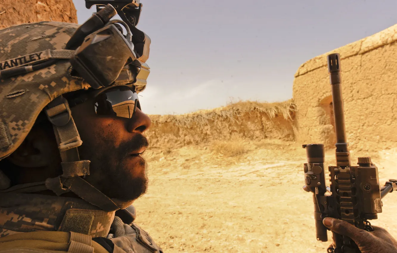Фото обои пустыня, солдат, ирак, usa