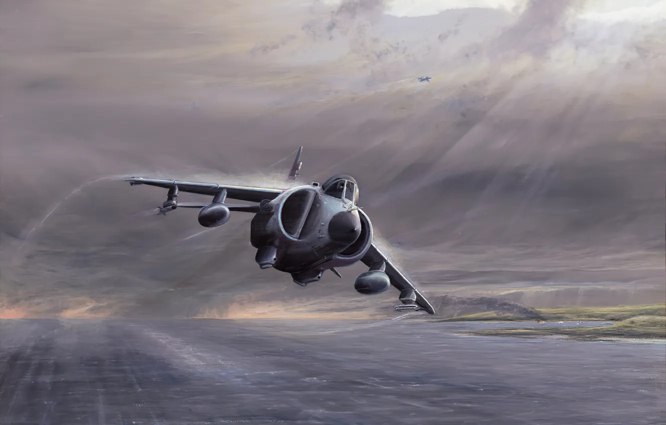Фото обои art, airplane, aviation, jet, Hawker-Siddeley Harrier