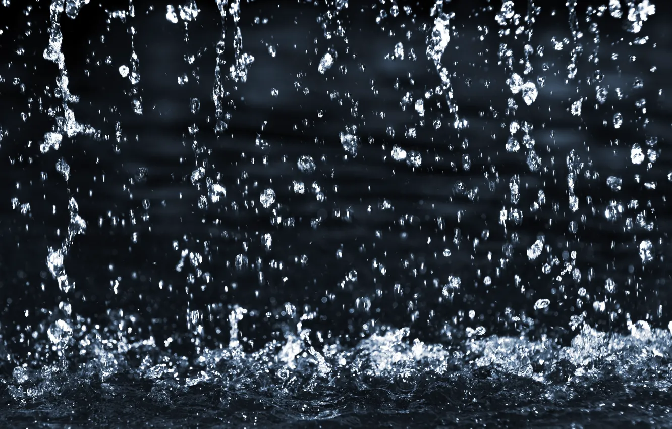 Фото обои вода, капли, дождь, минимализм, лужа, ливень