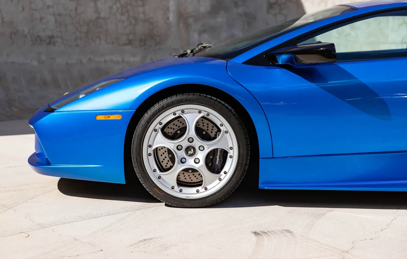 Фото обои крупный план, Lamborghini, колесо, ламбо, Lamborghini Murcielago, Murcielago, передок