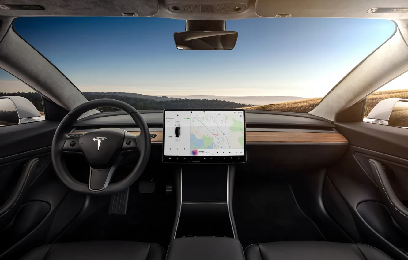 Фото обои интерьер, Tesla, model 3