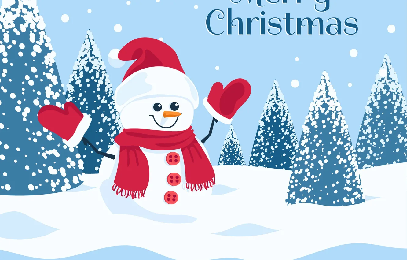 Фото обои зима, лес, снег, графика, шарф, Рождество, сугробы, Новый год