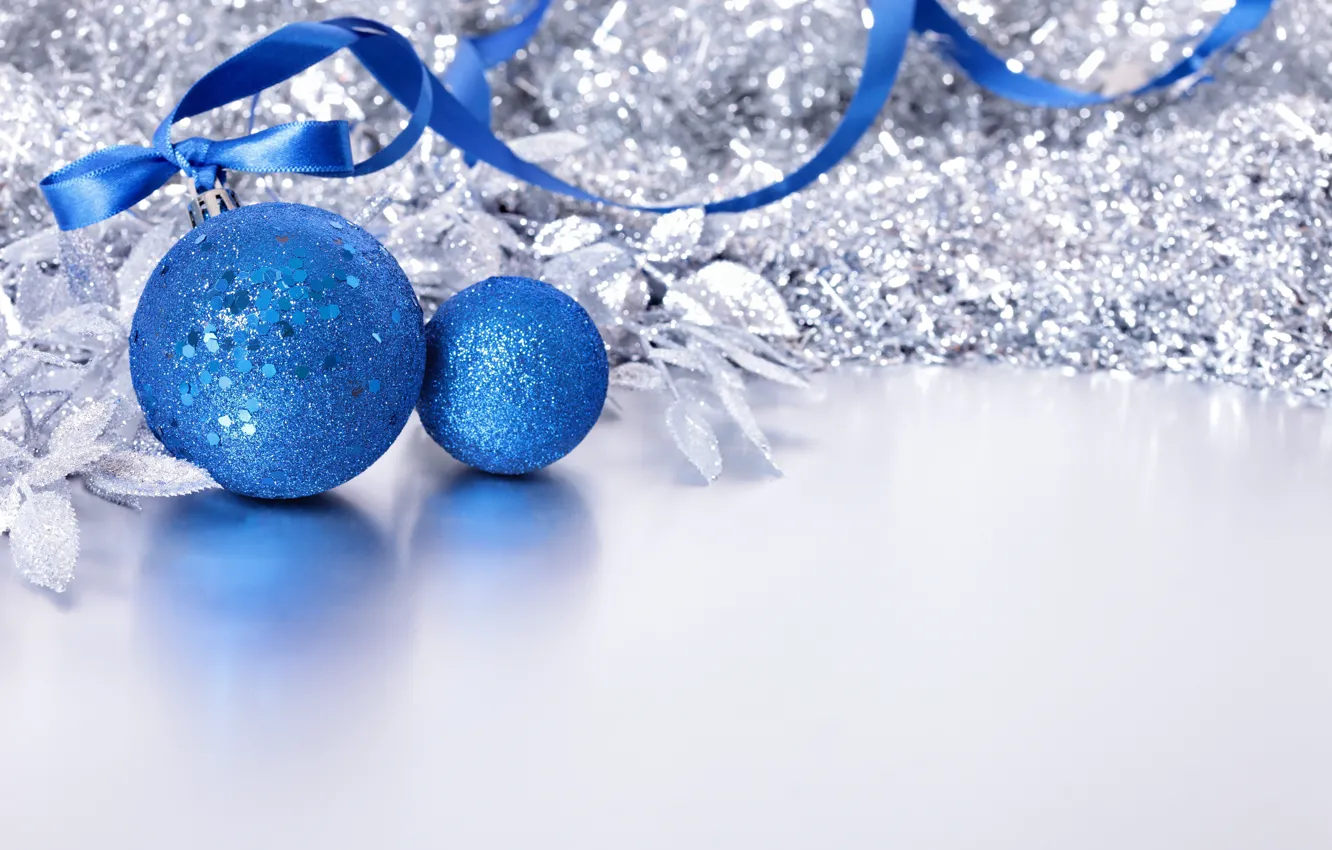 Фото обои шары, новый год, лента, декор