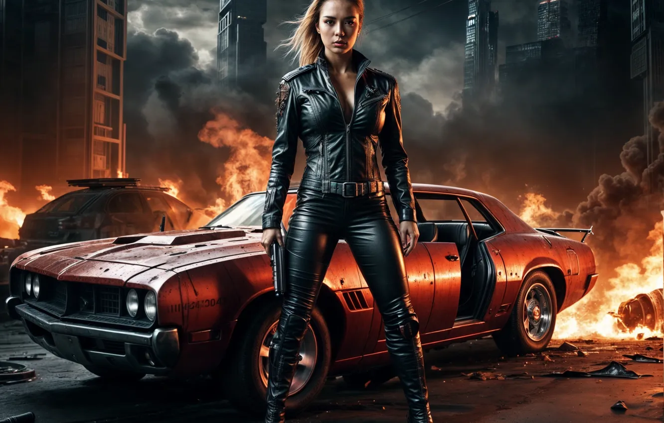 Фото обои Terminator, Kristanna Loken, девушка, изображение сгенерировано ИИ
