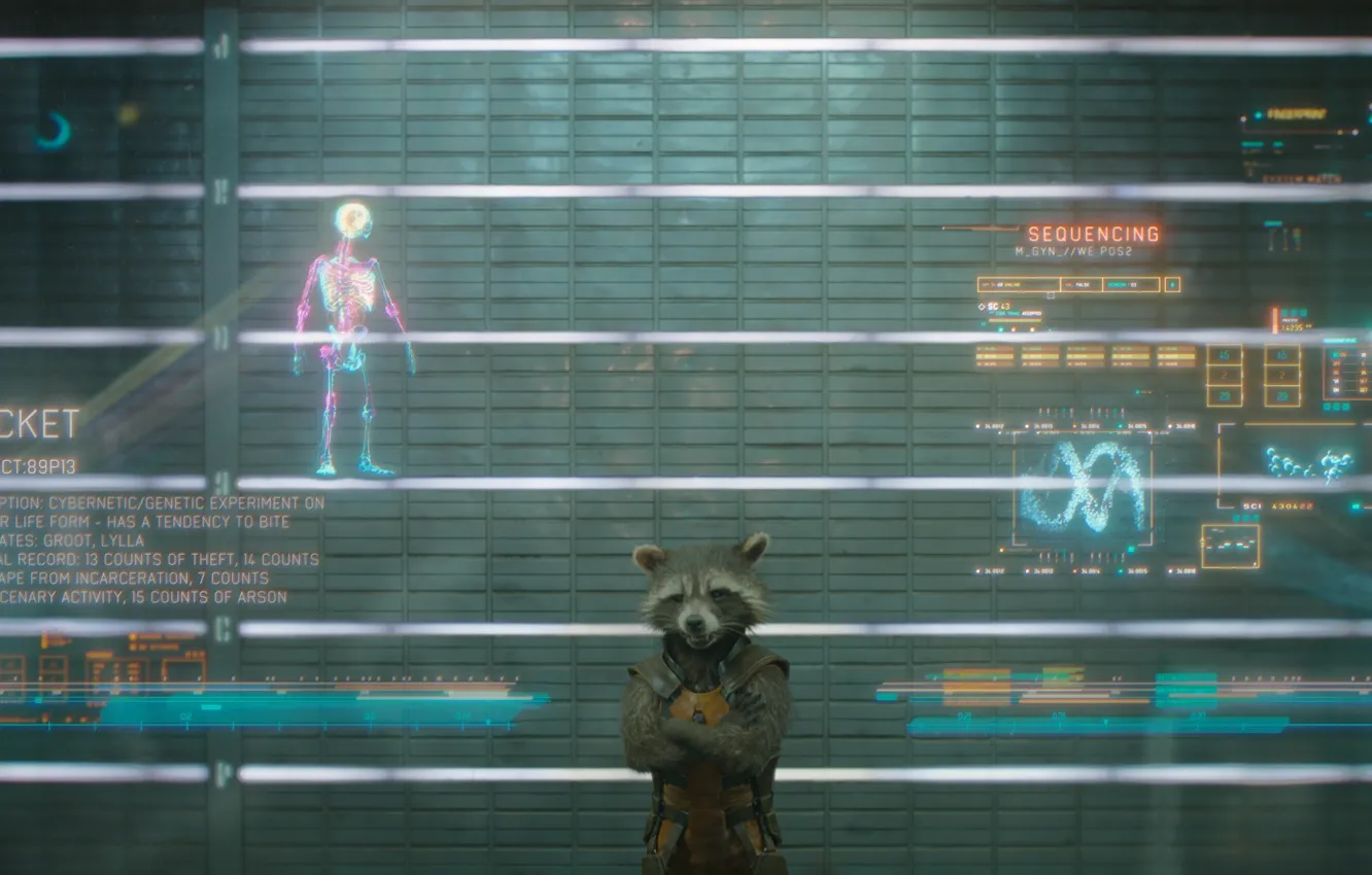 Фото обои marvel, марвел, Guardian of the galaxy, стражи галактики, rocket raccoon, реактивный енот