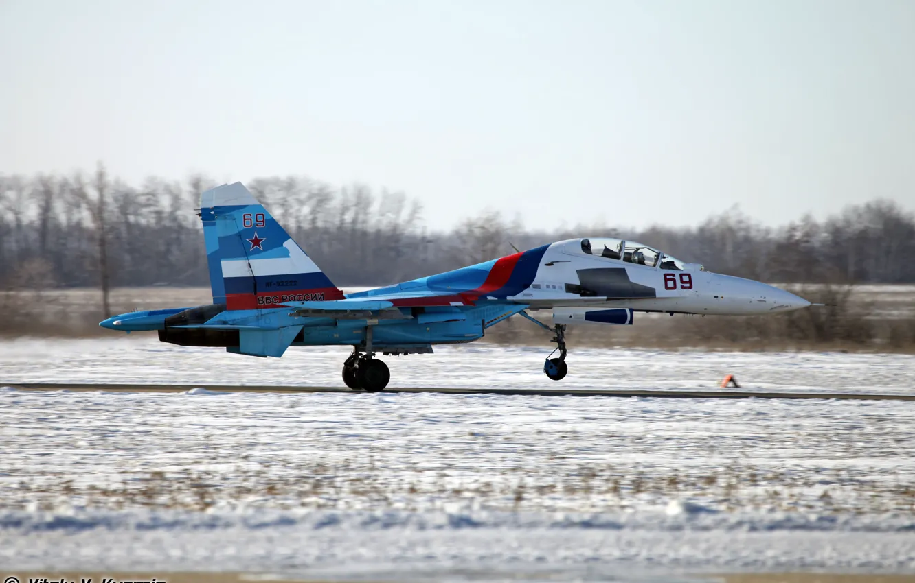 Фото обои сухой, взлет, ввс россии, су-30, многоцелевой истребитель, 4-е поколение